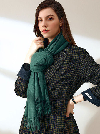 ダークグリーン女性のスカーフチャーミングなフリンジポリエステルファイバーパープルスカーフ