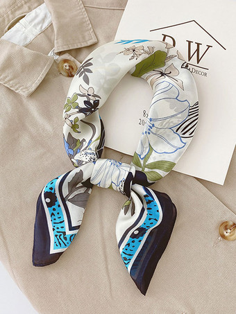 Sciarpa da donna Sciarpa blu in fibra di poliestere stampata alla moda
