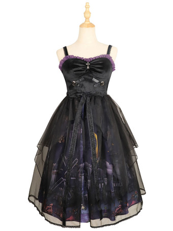 ゴシックロリータJSKドレス3点セットポリエステルカマーバンドカバーアップジャンパーブラックロリータジャンパースカート