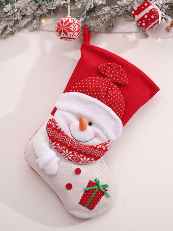 ホワイト レッドクリスマスソックスポリエステルファイバークリスマスホリデーコスチューム