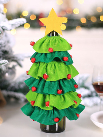 グリーン レッドクリスマスツリーポリエステルファイバークリスマスホリデーコスチューム小道具