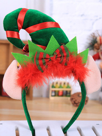 グリーン グリーンクリスマスヘアバンドポリエステルファイバークリスマスホリデーコスチューム