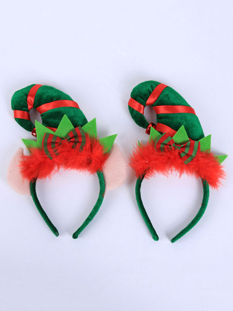グリーンクリスマスヘアバンドポリエステルファイバークリスマスホリデーコスチューム