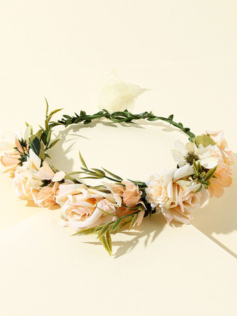 Coiffes de fleurs de mariage roses Accessoires de cheveux de mariée en polyester Cadeau de Saint Valentin