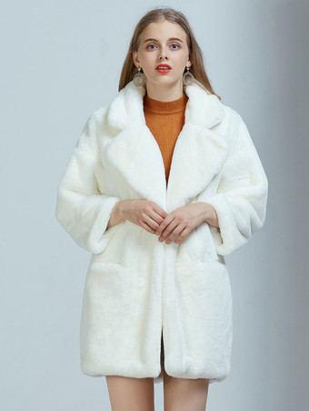 Abrigos de piel sintética para mujer Ropa de abrigo de invierno blanca