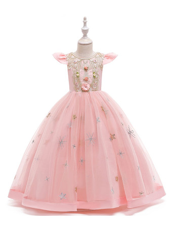 ピンククリスマスのパーティードレスレッドポリエステル繊維のノースリーブクリスマスホリデープリンセスドレス