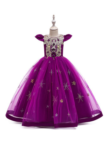 パープル クリスマスのパーティードレスレッドポリエステル繊維のノースリーブクリスマスホリデープリンセスドレス