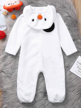 雪だるまジャンプスーツクリスマス用ホワイトポリエステルファイバージャンプスーツスカーフポリエステルクリスマスホリデーコスチュームフルセット