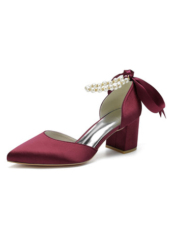 ワインレッド 女性のかかと子犬のかかと手作りサテンサンダルロートップブルーアンクルストラップかかと