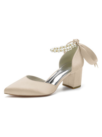 シャンパンカラー女性のかかと子犬のかかと手作りサテンサンダルロートップブルーアンクルストラップかかと