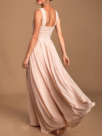 Robe de demoiselle d'honneur robe de cocktail de mariage en chiffon au sol