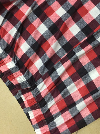 家族のクリスマスのパジャマポリエステル花柄レッドの格子縞のズボン白いブラウスセット