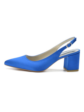Women's Block Heel Slingback Pumps Pointy Toe