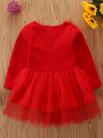 クリスマスの赤いポリエステル繊維のチュニックドレスクリスマスホリデーパーティードレス