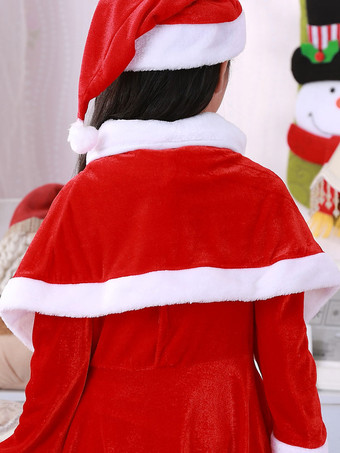 ユニセックスクリスマスケープレッドポリエステルファイバーマントハットカラーブロッククリスマスホリデーコスチューム