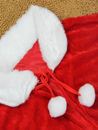 ユニセックスクリスマスケープレッドポリエステルファイバーマントハットカラーブロッククリスマスホリデーコスチューム