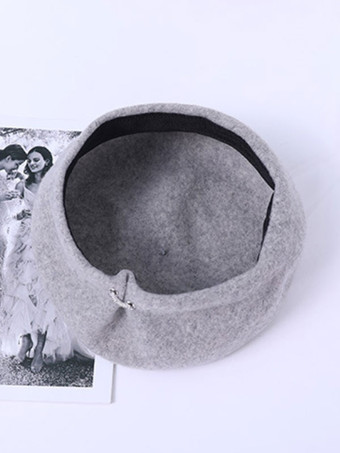 gris clair Chapeaux Béret Casquette Femme Unicolore