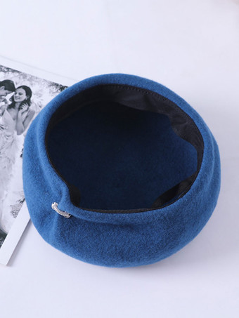 bleu Chapeaux Béret Casquette Femme Unicolore