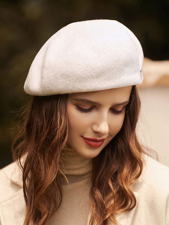 Bonés Para Mulheres Bonitas Lã Casual Chapéu Branco