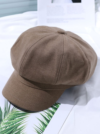 カーキ 女性の帽子美しいアクリル繊維コーヒーブラウンベレー帽
