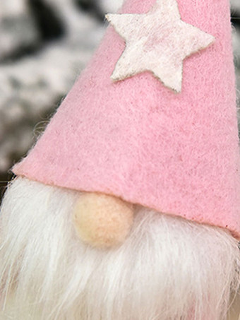 ピンクエリックホワイトクリスマスサンタクロース人形ポリエステルファイバークリスマスホリデーコスチューム小道具