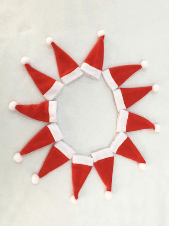 フォーク用レッドクリスマスハットポリエステル繊維ポリエステルクリスマスホリデー小道具