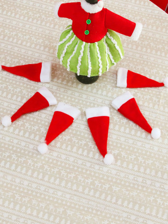 フォーク用レッドクリスマスハットポリエステル繊維ポリエステルクリスマスホリデー小道具