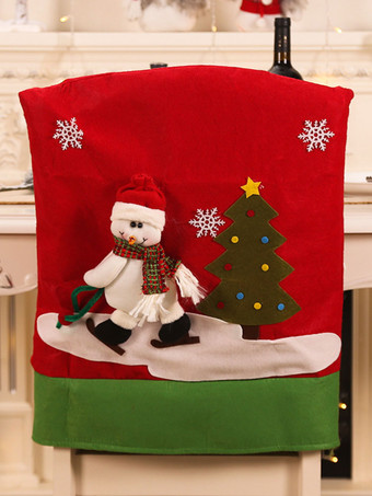 レッド グリーンクリスマスチェアカバーポリエステルファイバークリスマスホリデーコスチューム