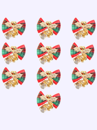 グリーンクリスマスベル蝶結び小道具ポリエステルファイバークリスマスホリデーコスチューム小道具
