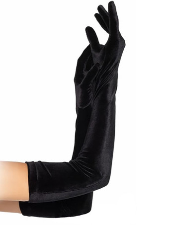 女性用ロンググローブベロアブラックグローブ