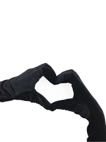 女性用ロンググローブベロアブラックグローブ