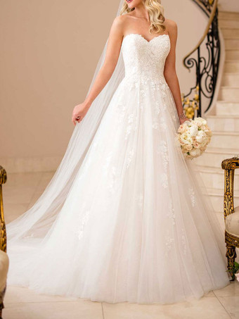 Robe de mariée grande taille robe de mariage bustier à traîne en dentelle