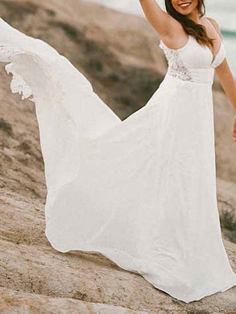 Schlichtes Brautkleid Brautkleider große Größen Polyester A-Linie- elfenbeinweiß Standesamtkleid