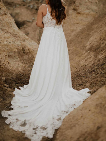 Schlichtes Brautkleid Brautkleider große Größen Polyester A-Linie- elfenbeinweiß Standesamtkleid