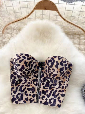 Sexy Tube Top For Women Strapless Sleeveless Zipper Leopard Print Polyester Summer Tops is $29.99 (15% off)