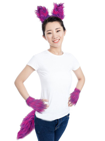 パープル フォックスコスプレコスチュームヘッドバンドグローブテール3ピースセットプラスチックマルディグラコスチュームアクセサリー