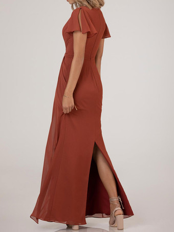Robe de demoiselle d'honneur robe de cocktail de mariage col V plongeant manche courte
