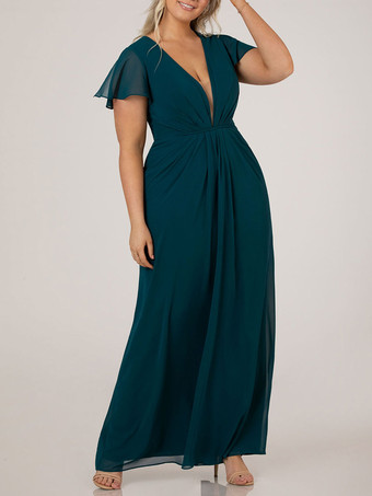 Robe de demoiselle d'honneur robe de cocktail de mariage col V plongeant manche courte
