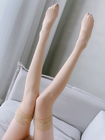 女性のための靴下ランジェリー ブラック レース シアー セクシー ニーハイ ソックス