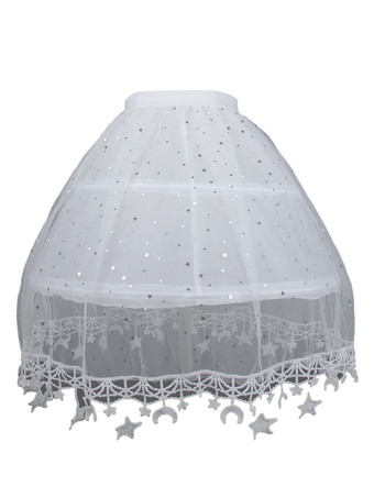 ロリータパニエ ペチコートレースポリエステルゴシックロリータペチコートスタープリントロリータスカート ホワイト