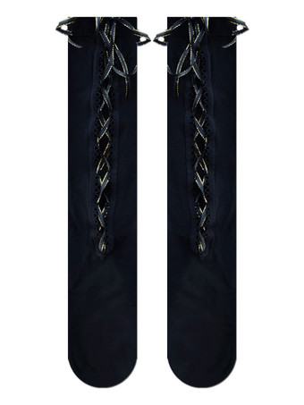 ブラックロリータソックスレースアップアクセサリーポリエステルゴシックロリータアクセサリー