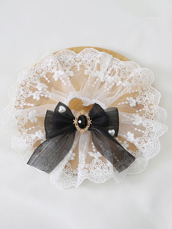 ロリータブレスレットポリエステルアクセサリー弓ジュエリーレース弓ロリータアクセサリー ディープブルー