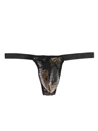 ゴールド Tバックメンズアンダーシャツスネークプリントポリエステルホワイトセクシーアンダーウェア