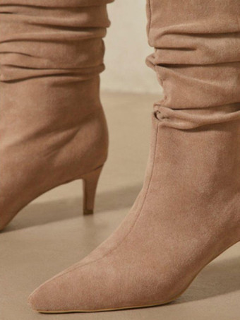 レディース スラウチー キトゥン ヒール ミッドカーフ ブーツ