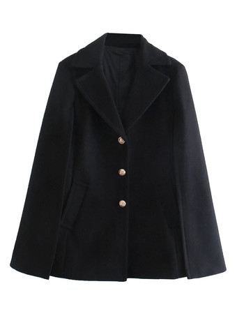 Cappotto poncho nero da donna Cappotto con scollo a V Mantello Capispalla invernale 2025