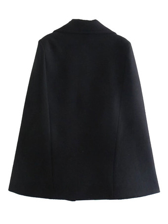 Cappotto poncho nero da donna Cappotto con scollo a V Mantello Capispalla invernale 2025