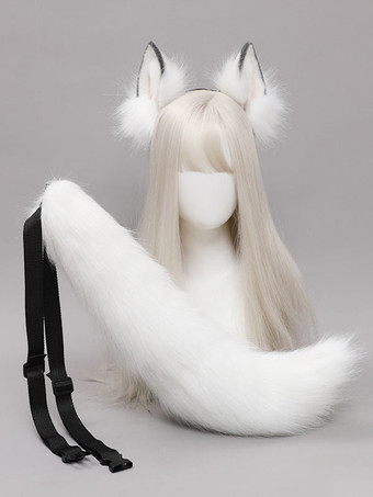 Branco Lolita Acessórios raposa orelhas cauda 2 peça conjunto de fibra de poliéster Vários