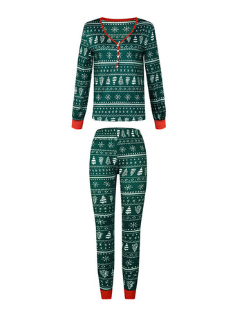 大人のポリエステルクリスマスパターンパンツトップ2ピースセットの家族のクリスマスパジャマ