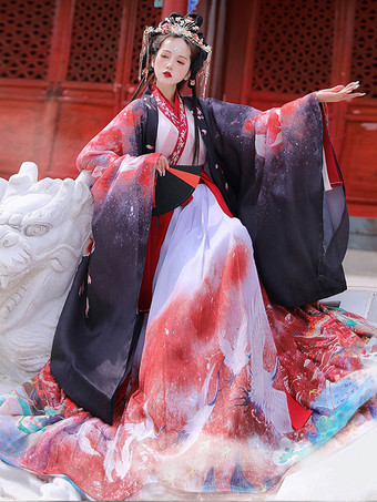 ブラック 中国魏晋王朝のビッグスリーブシャツにビッグスリーブコート3点セットエリックホワイト長袖ポリエステル漢王朝衣装