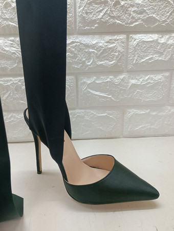 女性ヒールサンダルスティレットヒールサテンポインテッドトゥブラックレースアップヒール